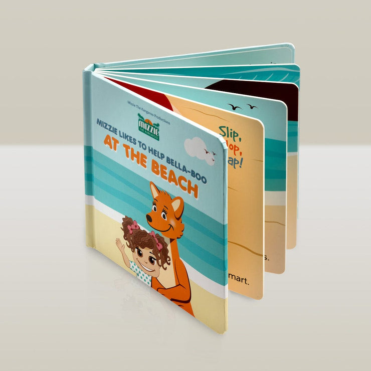 Mizzie The Kangaroo Baby Board Book Educational Toy At the Beach