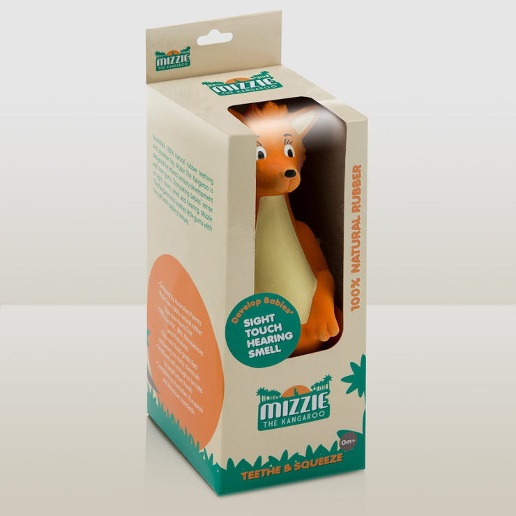 Mizzie The Kangaroo 100% natural rubber baby teething toy in box